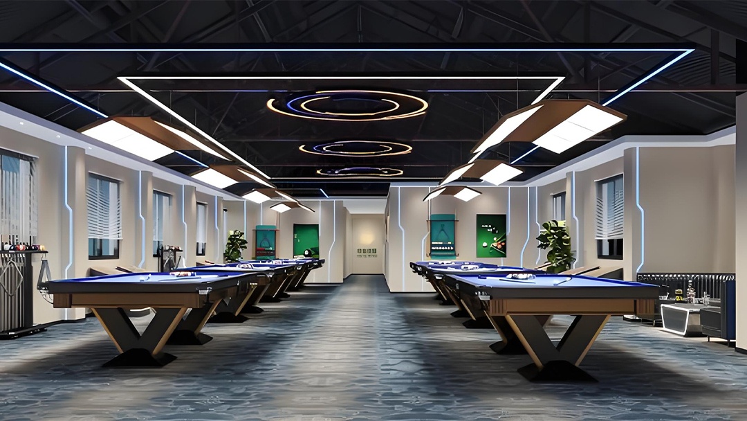 杭州網(wǎng)紅潮流臺球廳裝修設(shè)計