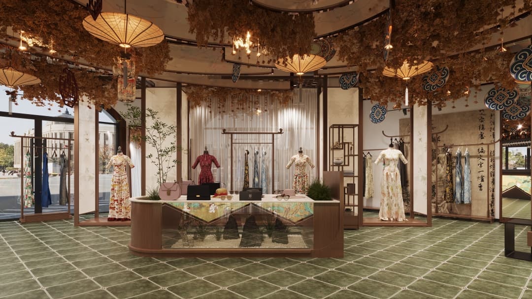 杭州國潮女裝店裝修設計